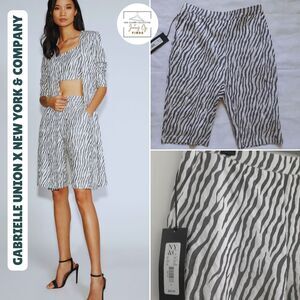 Gabrielle Union New York & Company Gray White Zebra Print Shorts S6  NWT $69.95